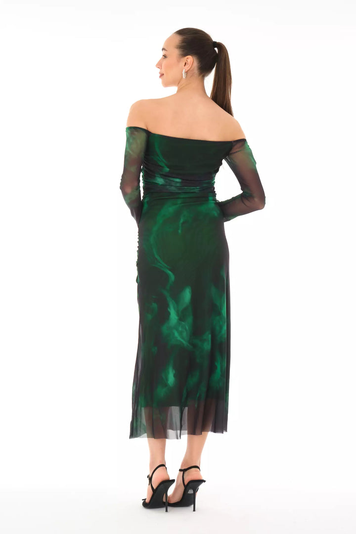 FRV Printed tulle long sleeve midi dress - Heroica Guaymas