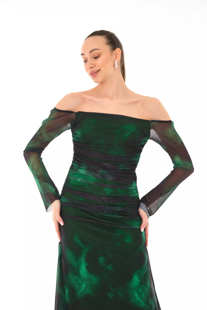 FRV Printed tulle long sleeve midi dress - Heroica Guaymas