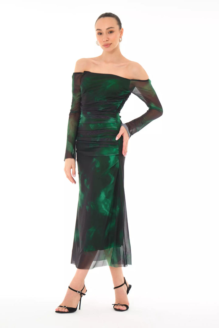 FRV Printed tulle long sleeve midi dress - Heroica Guaymas