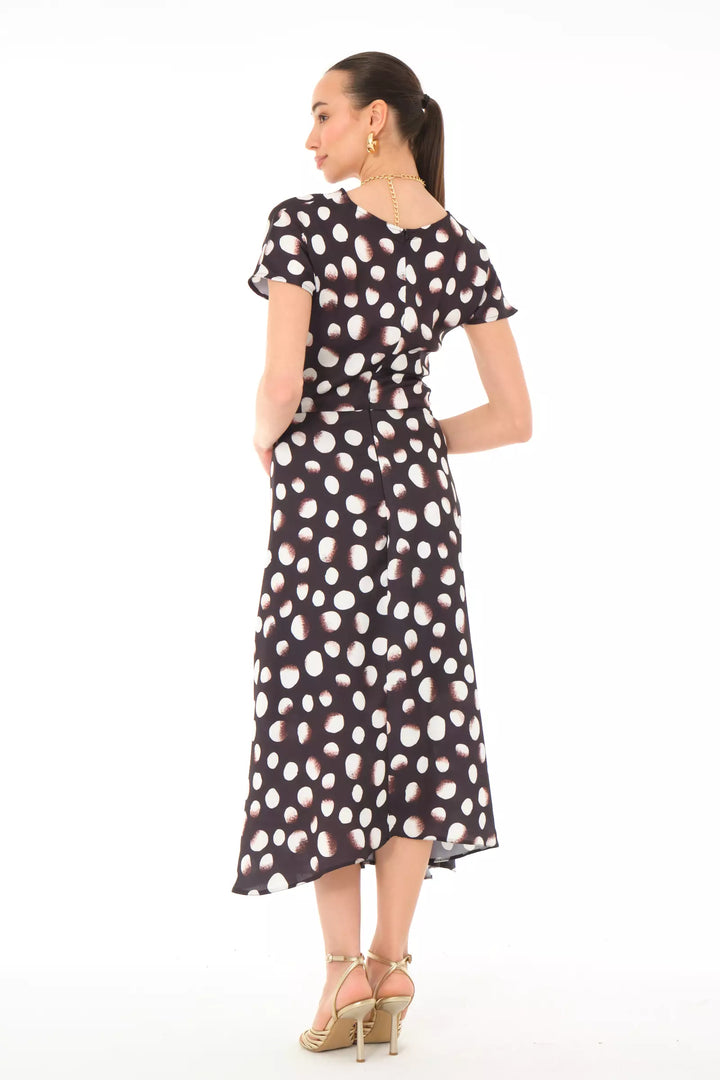 FRV Printed satin long sleeve midi dress - Thessaloníki