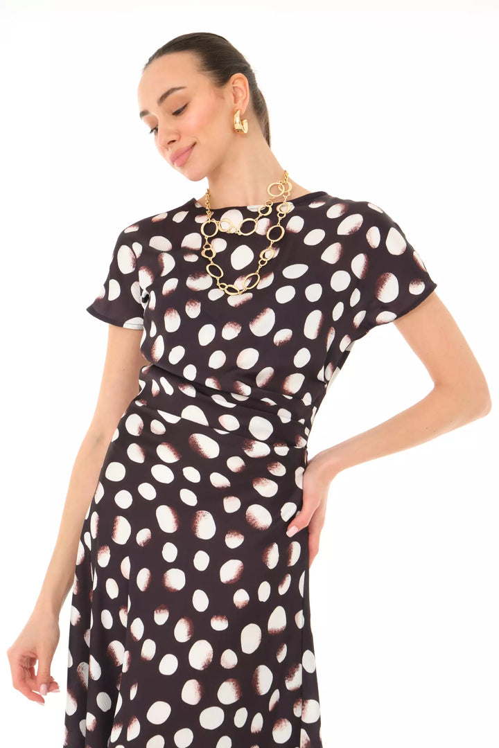 FRV Printed satin long sleeve midi dress - Thessaloníki