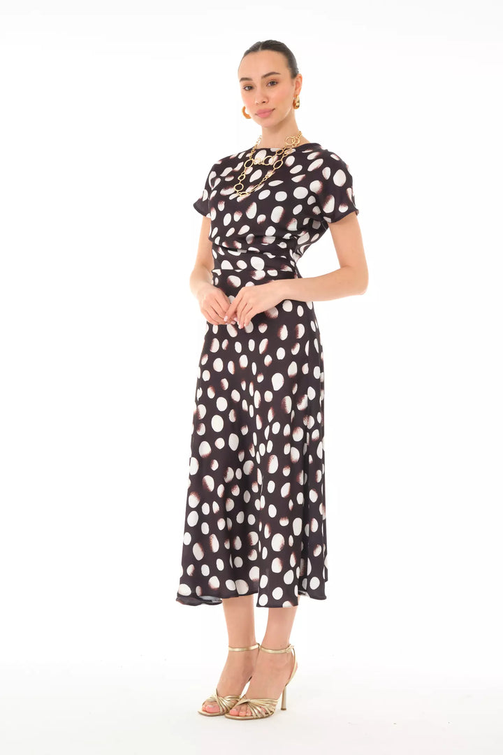 FRV Printed satin long sleeve midi dress - Thessaloníki