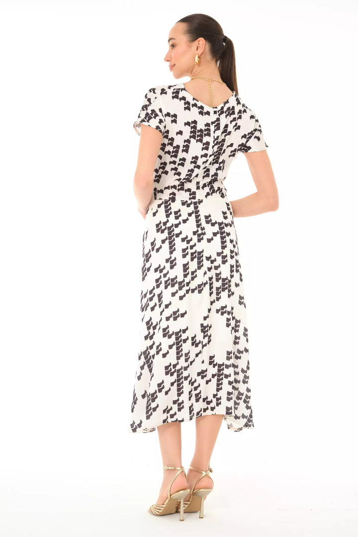 FRV Printed satin long sleeve midi dress - Jalacingo