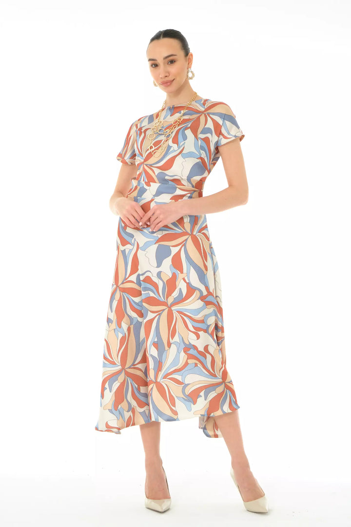 FRV Printed satin long sleeve midi dress - Burjasot
