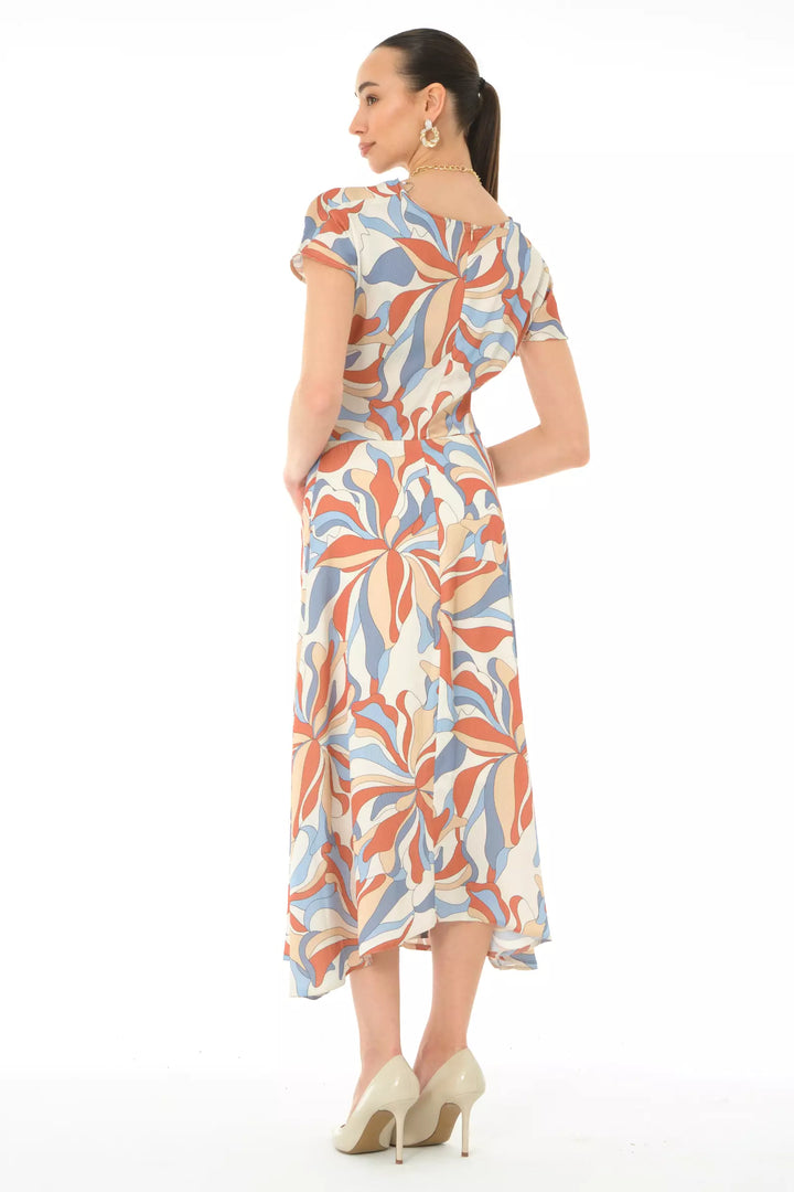 FRV Printed satin long sleeve midi dress - Burjasot