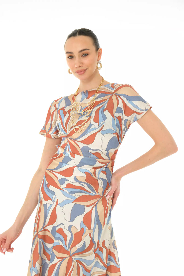 FRV Printed satin long sleeve midi dress - Burjasot