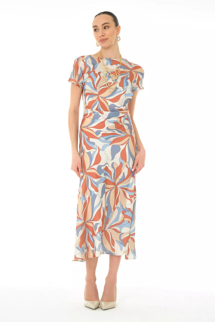 FRV Printed satin long sleeve midi dress - Burjasot