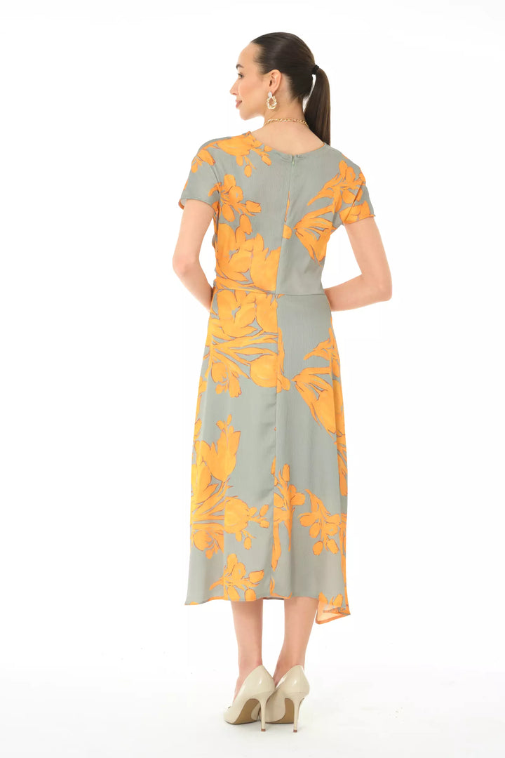 FRV Printed satin long sleeve midi dress - Zákynthos