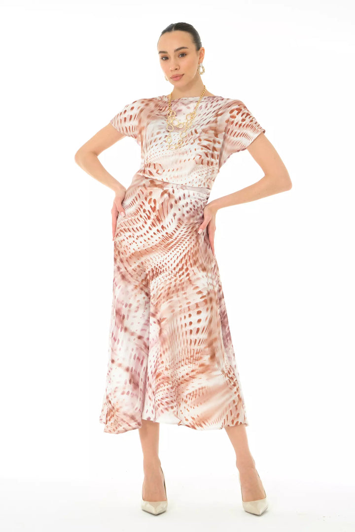 FRV Printed satin long sleeve midi dress - Weston-super-Mare