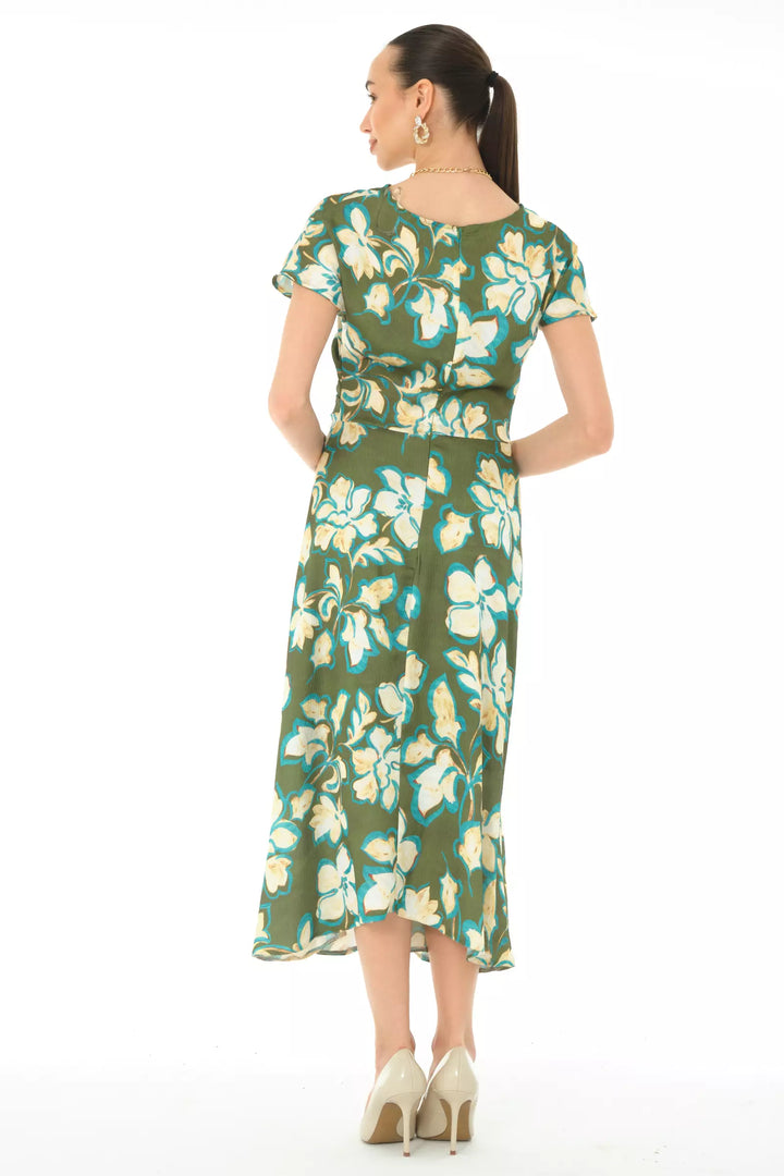 FRV Printed satin long sleeve midi dress - Atlanta