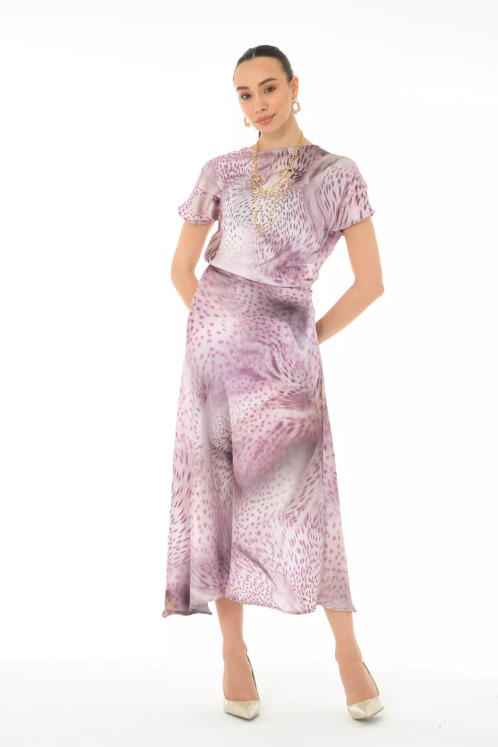 FRV Printed satin long sleeve midi dress - Perpignan