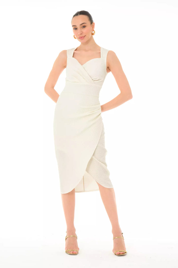 FRV White jakar sleeveless midi dress - Lodi