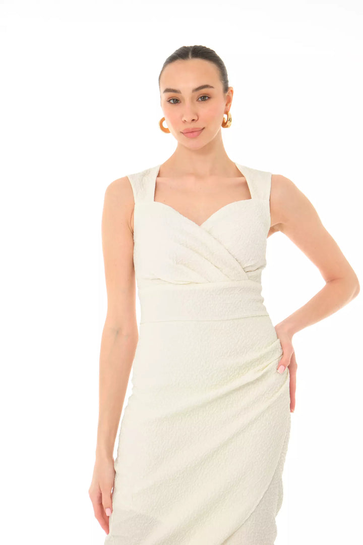 FRV White jakar sleeveless midi dress - Lodi