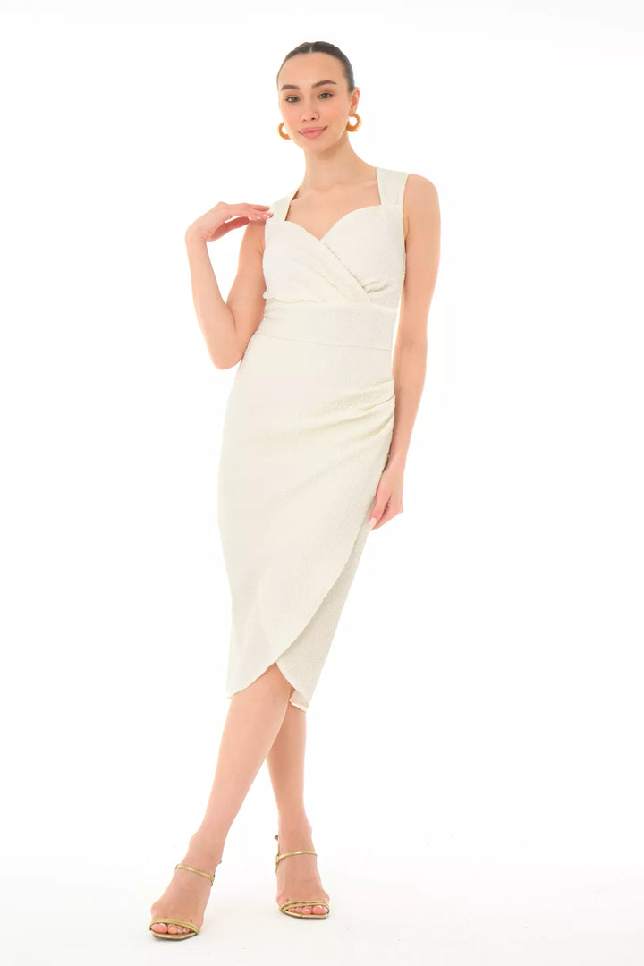 FRV White jakar sleeveless midi dress - Lodi