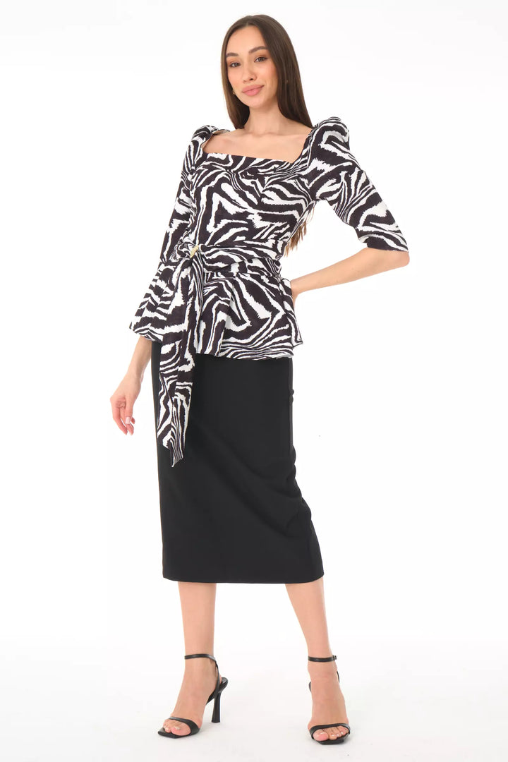 FRV Printed crepe 3/4 sleeve midi dress - Corona