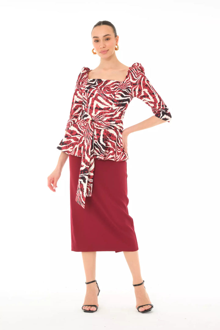 FRV Printed crepe 3/4 sleeve midi dress - Galway