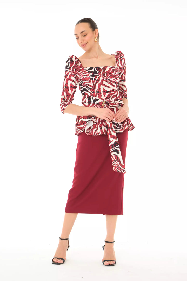 FRV Printed crepe 3/4 sleeve midi dress - Galway
