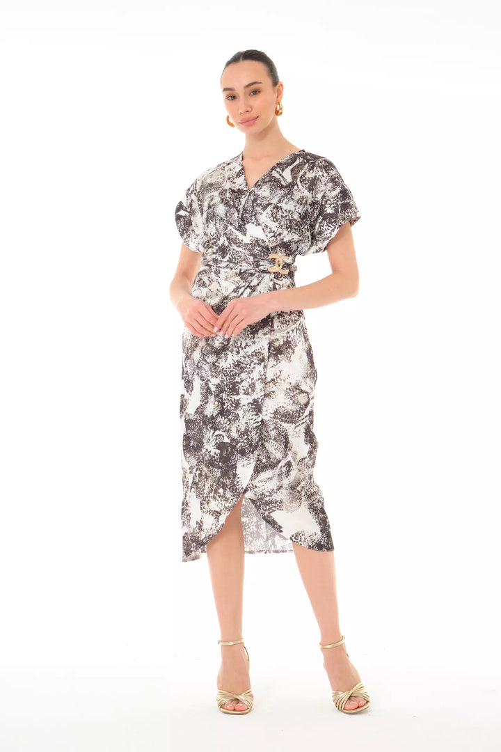 FRV Printed satin short sleeve midi dress - Pátzcuaro