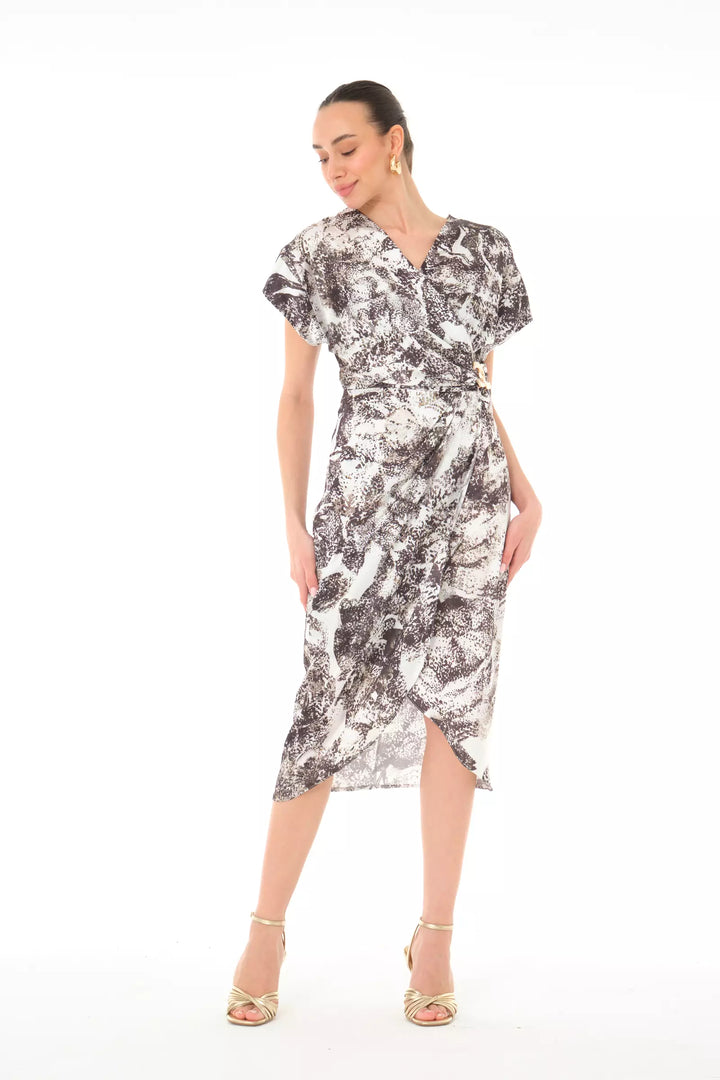 FRV Printed satin short sleeve midi dress - Pátzcuaro