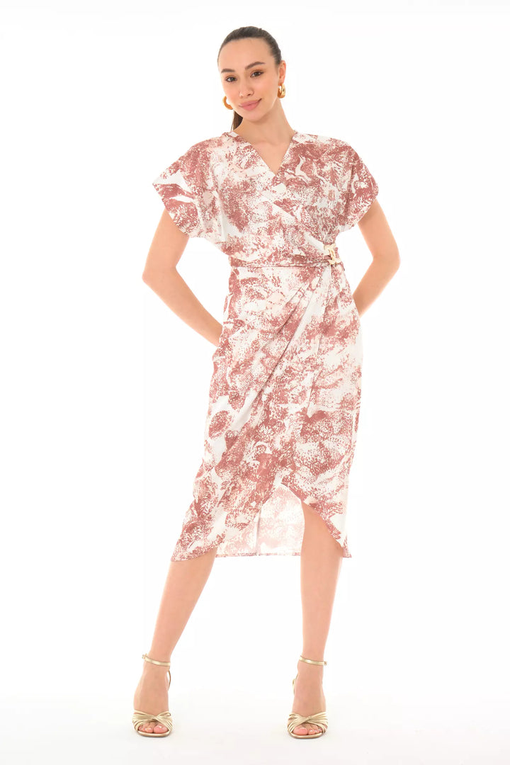 FRV Printed satin short sleeve midi dress - Jena