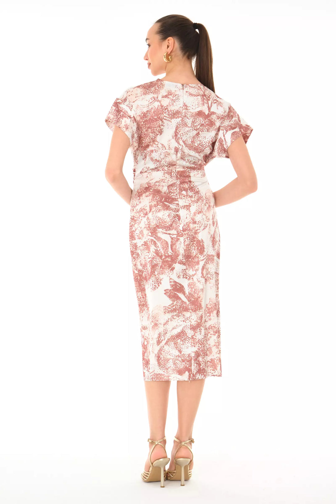 FRV Printed satin short sleeve midi dress - Jena