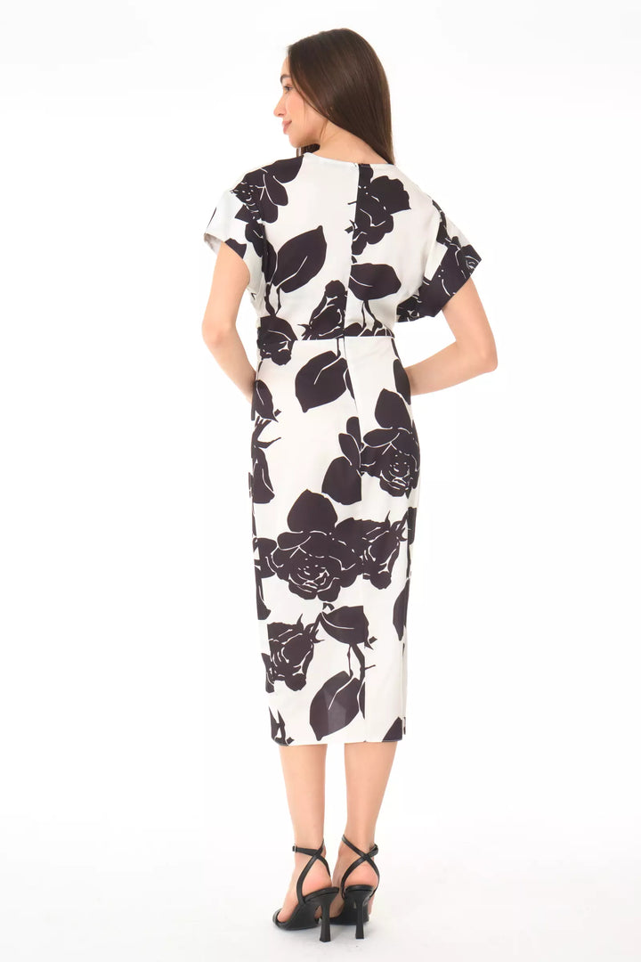 FRV Printed satin short sleeve midi dress - Hamburg