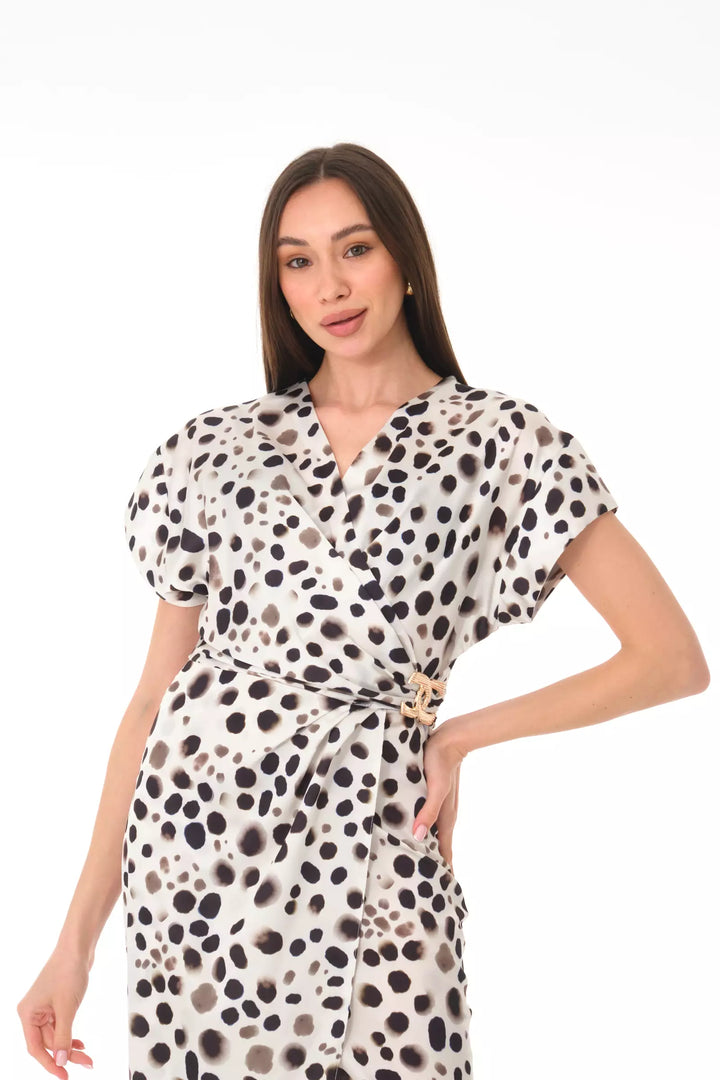 FRV Printed satin short sleeve midi dress - Ecatepec