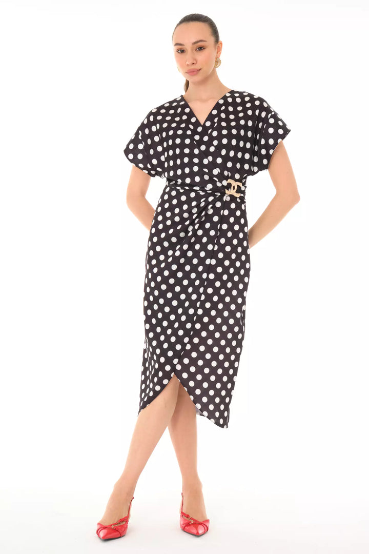 FRV Printed satin short sleeve midi dress - Cape Girardeau