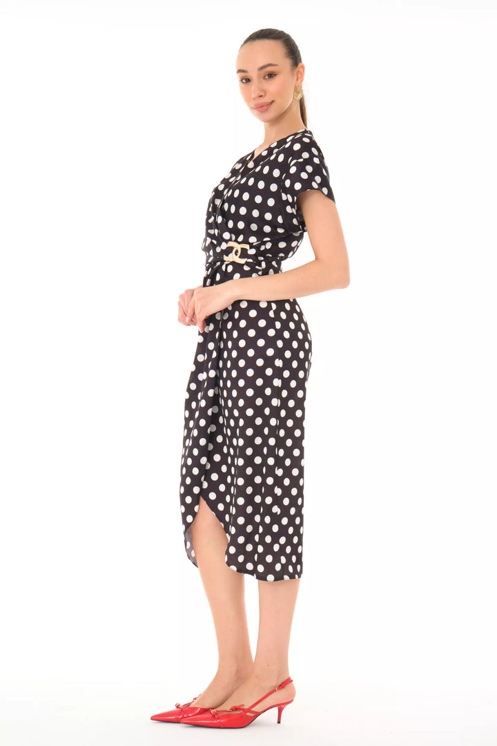 FRV Printed satin short sleeve midi dress - Cape Girardeau