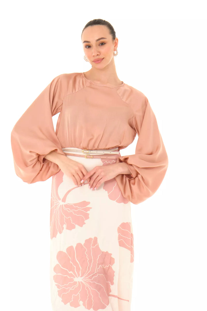 FRV Printed satin long sleeve maxi dress - Carrollwood