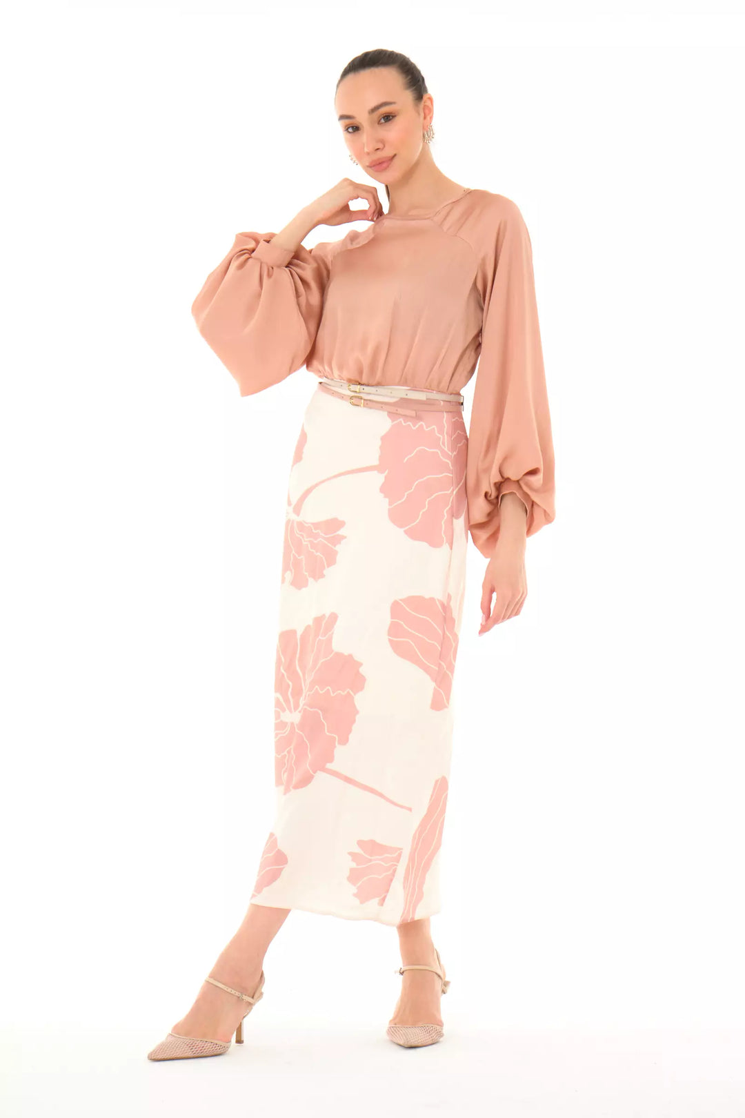 FRV Printed satin long sleeve maxi dress - Carrollwood