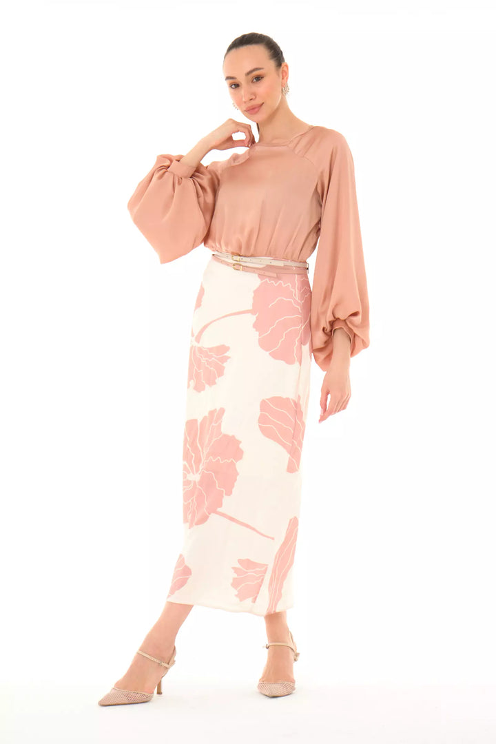 FRV Printed satin long sleeve maxi dress - Carrollwood