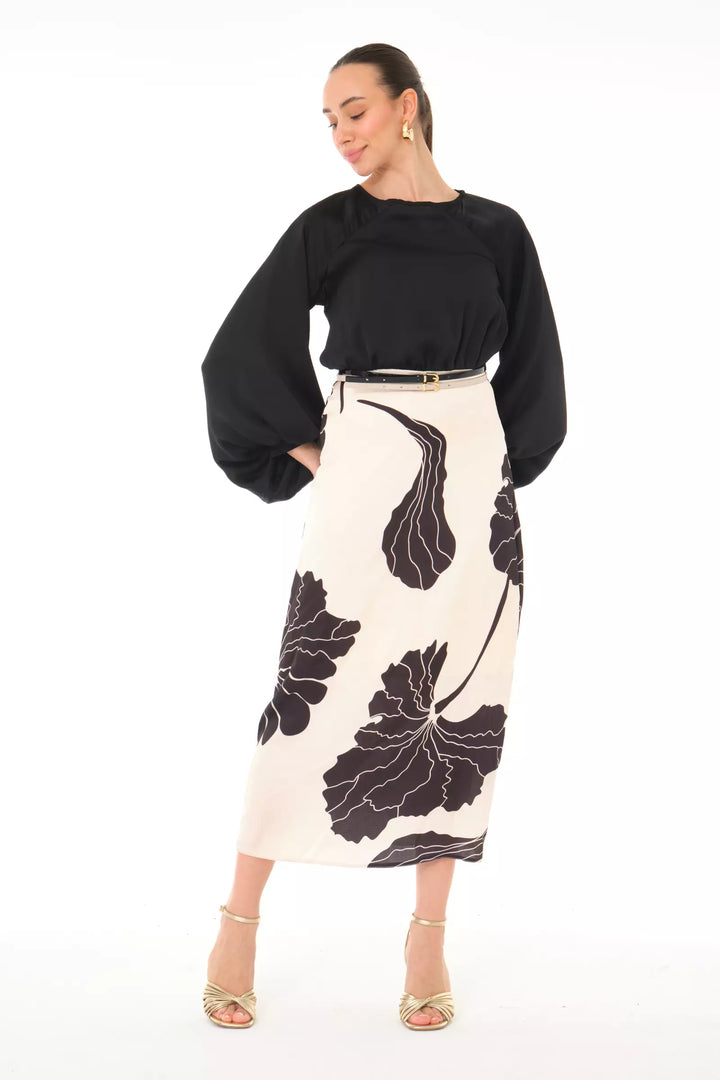 FRV Printed satin long sleeve maxi dress - Capannori