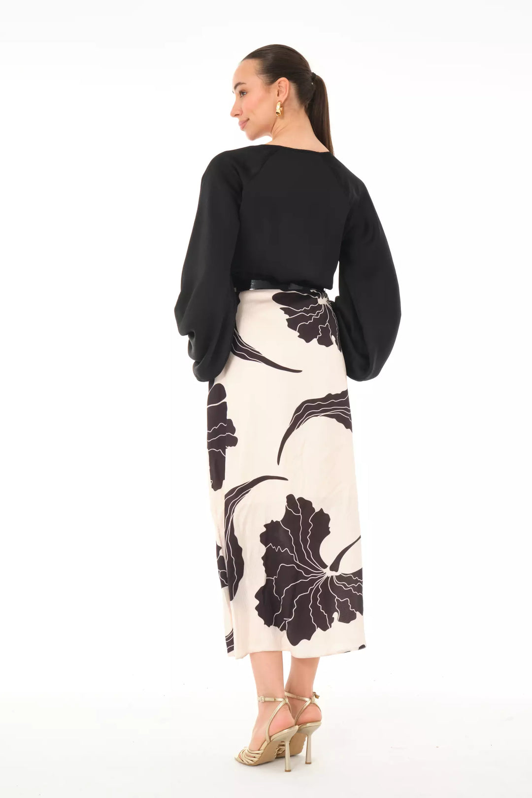 FRV Printed satin long sleeve maxi dress - Capannori