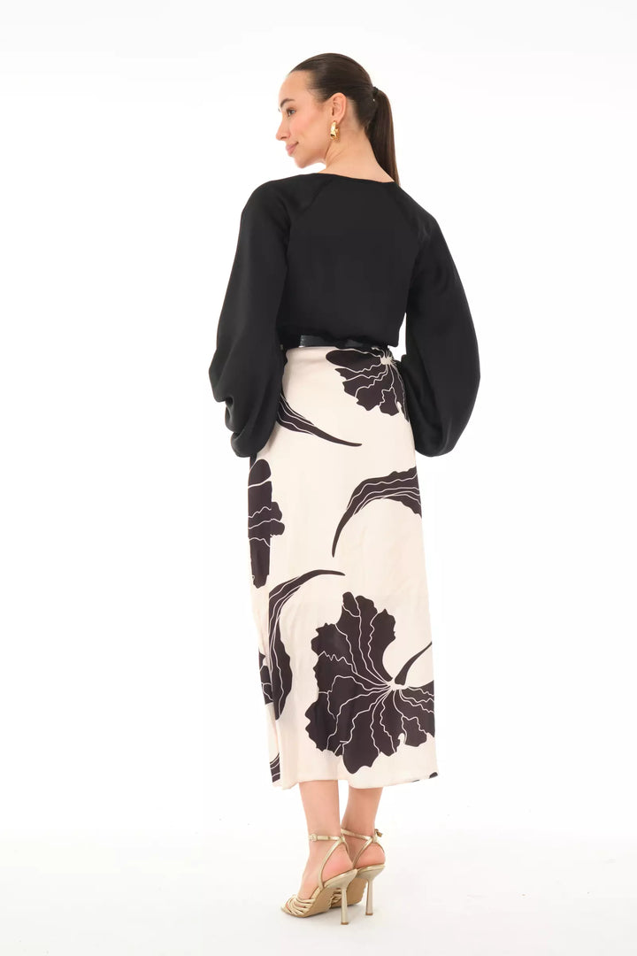 FRV Printed satin long sleeve maxi dress - Capannori