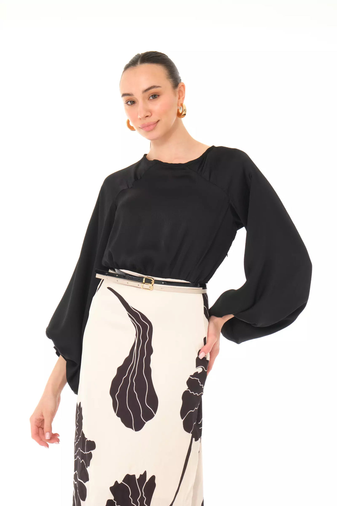 FRV Printed satin long sleeve maxi dress - Capannori