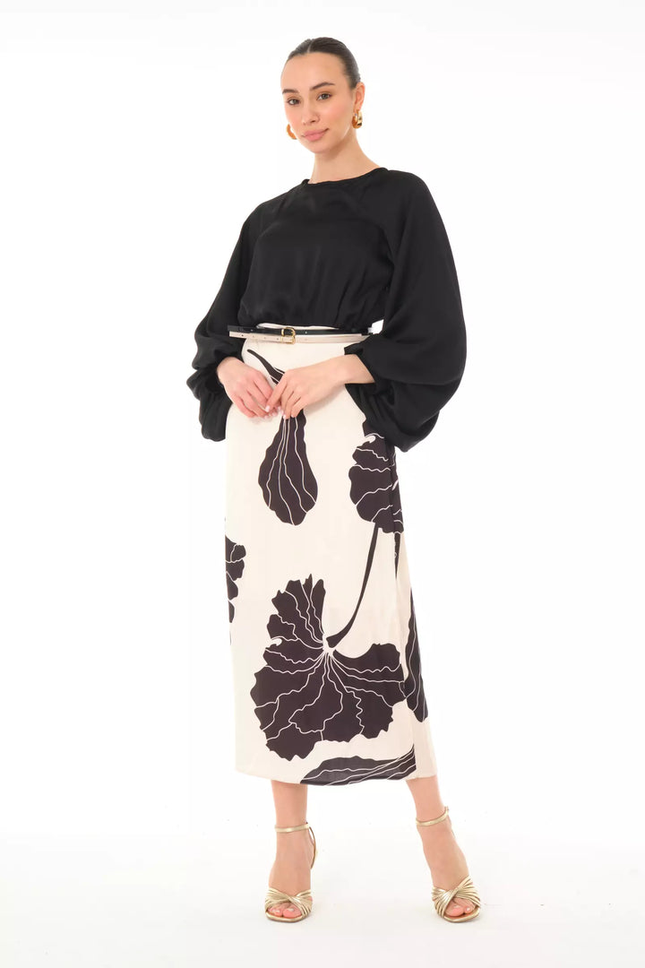 FRV Printed satin long sleeve maxi dress - Capannori