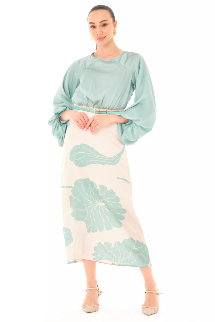 FRV Printed satin long sleeve maxi dress - Giurgiu