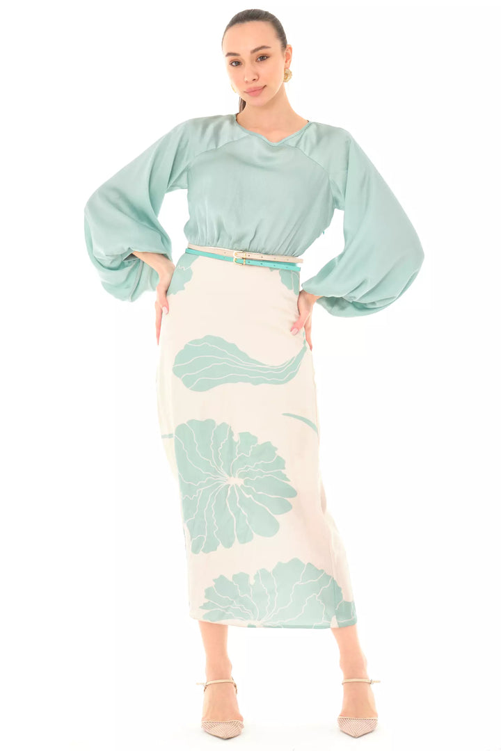 FRV Printed satin long sleeve maxi dress - Giurgiu
