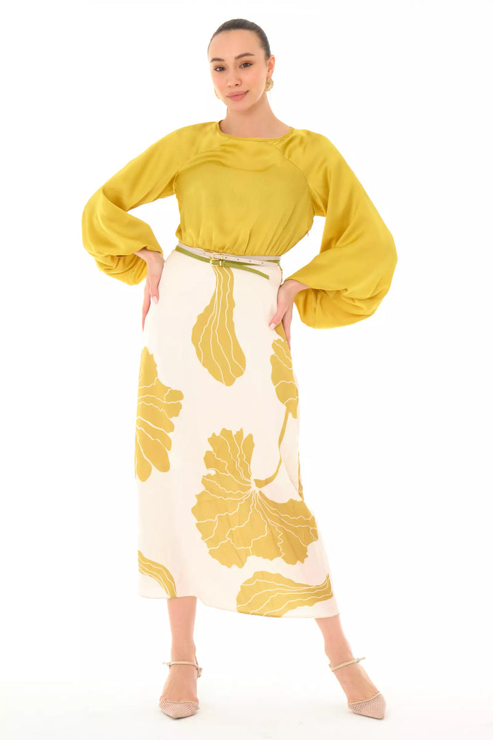 FRV Printed satin long sleeve maxi dress - Izmail