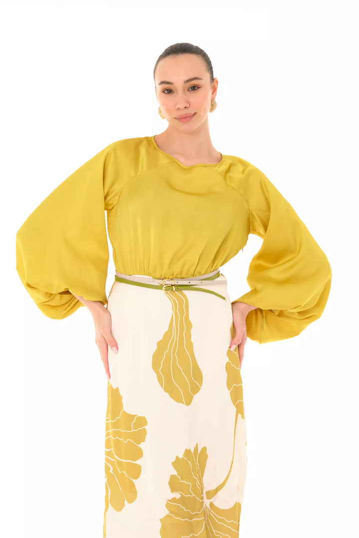 FRV Printed satin long sleeve maxi dress - Izmail