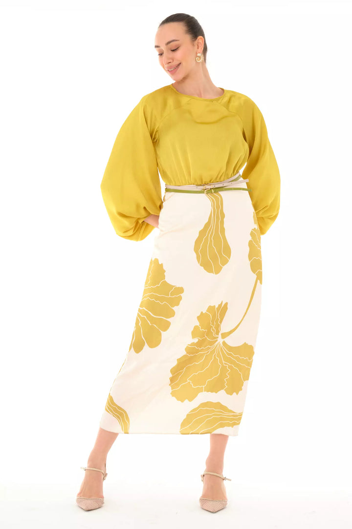 FRV Printed satin long sleeve maxi dress - Izmail