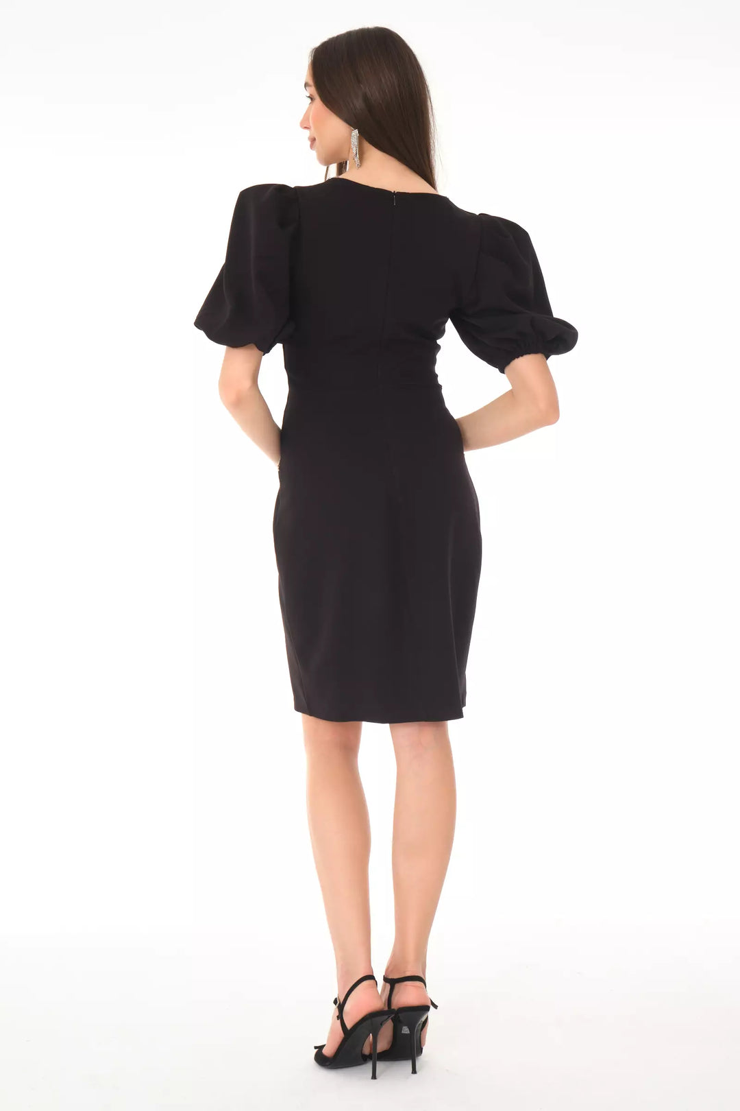FRV Black crepe 3/4 sleeve mini dress - Ragusa