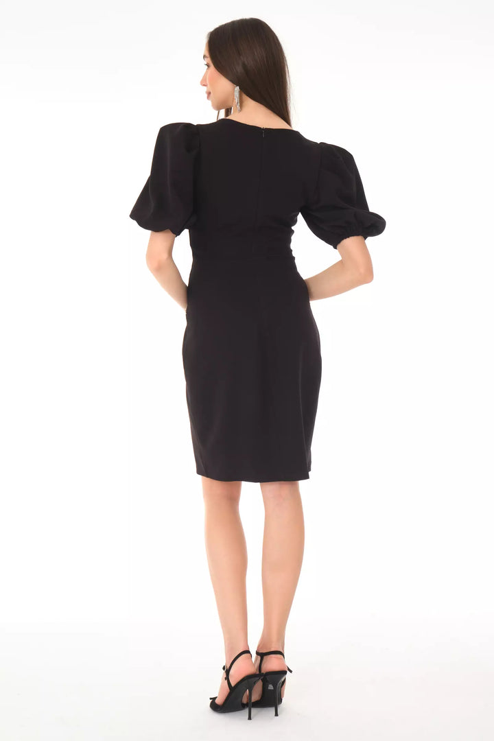 FRV Black crepe 3/4 sleeve mini dress - Ragusa