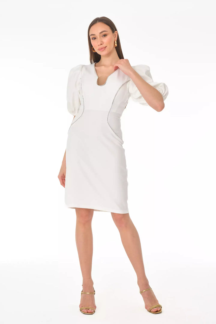FRV White crepe 3/4 sleeve mini dress - Lawrence