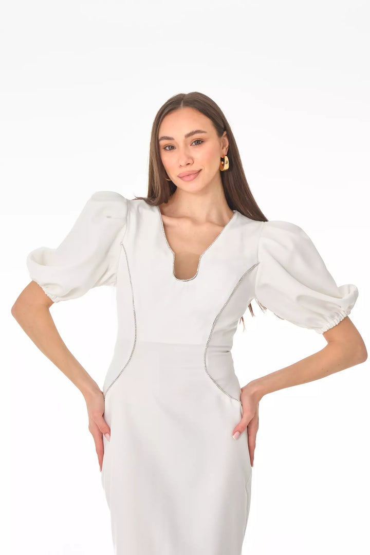 FRV White crepe 3/4 sleeve mini dress - Lawrence