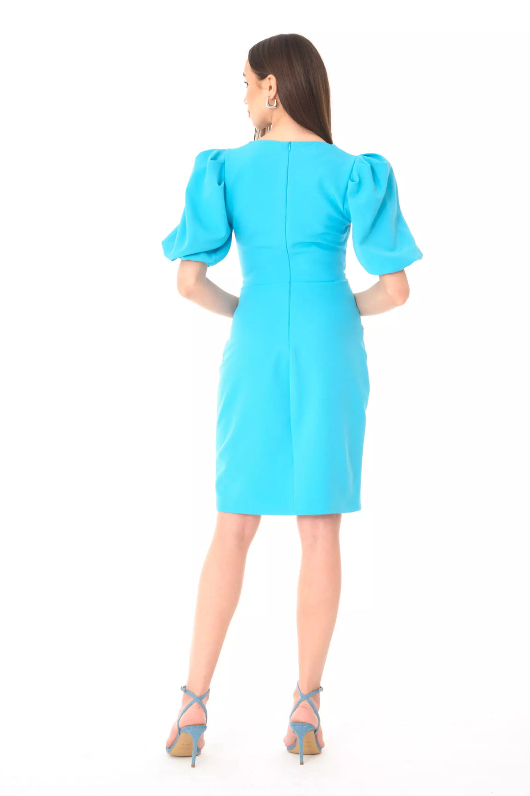 FRV Blue crepe 3/4 sleeve mini dress - Ahaus