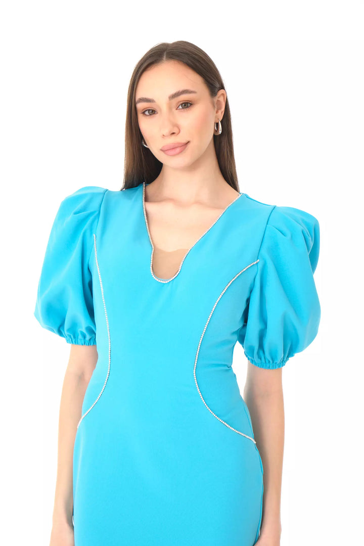 FRV Blue crepe 3/4 sleeve mini dress - Ahaus