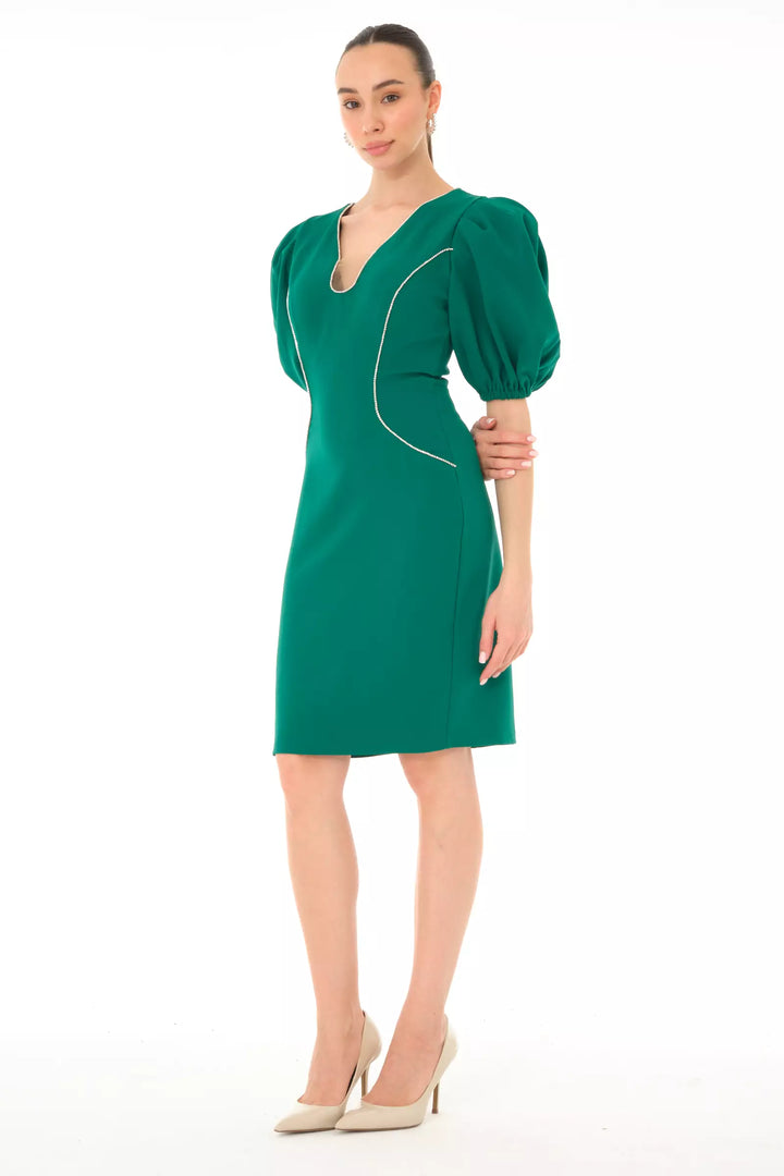 FRV Green crepe 3/4 sleeve mini dress - Soest