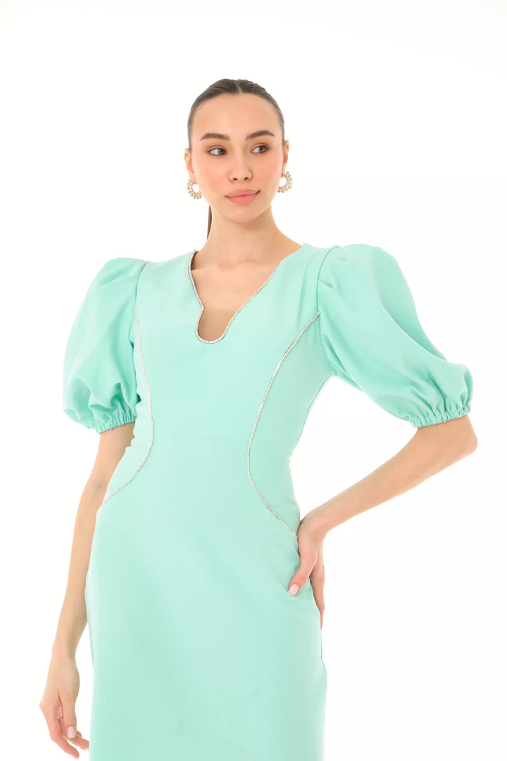 FRV Mint green crepe 3/4 sleeve mini dress - Maple Grove